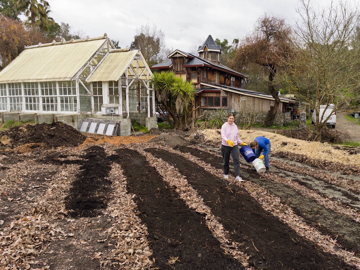 Bringing compost to the Honeybutter Farm market garden
